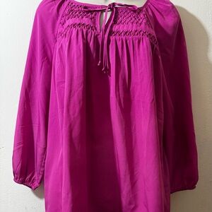 Daniel Rainn Magenta Smocked Blouse